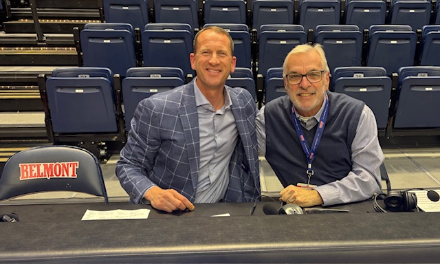 Kevin Maggard and Dr. Rich Tiner at the Belmont broadcast table